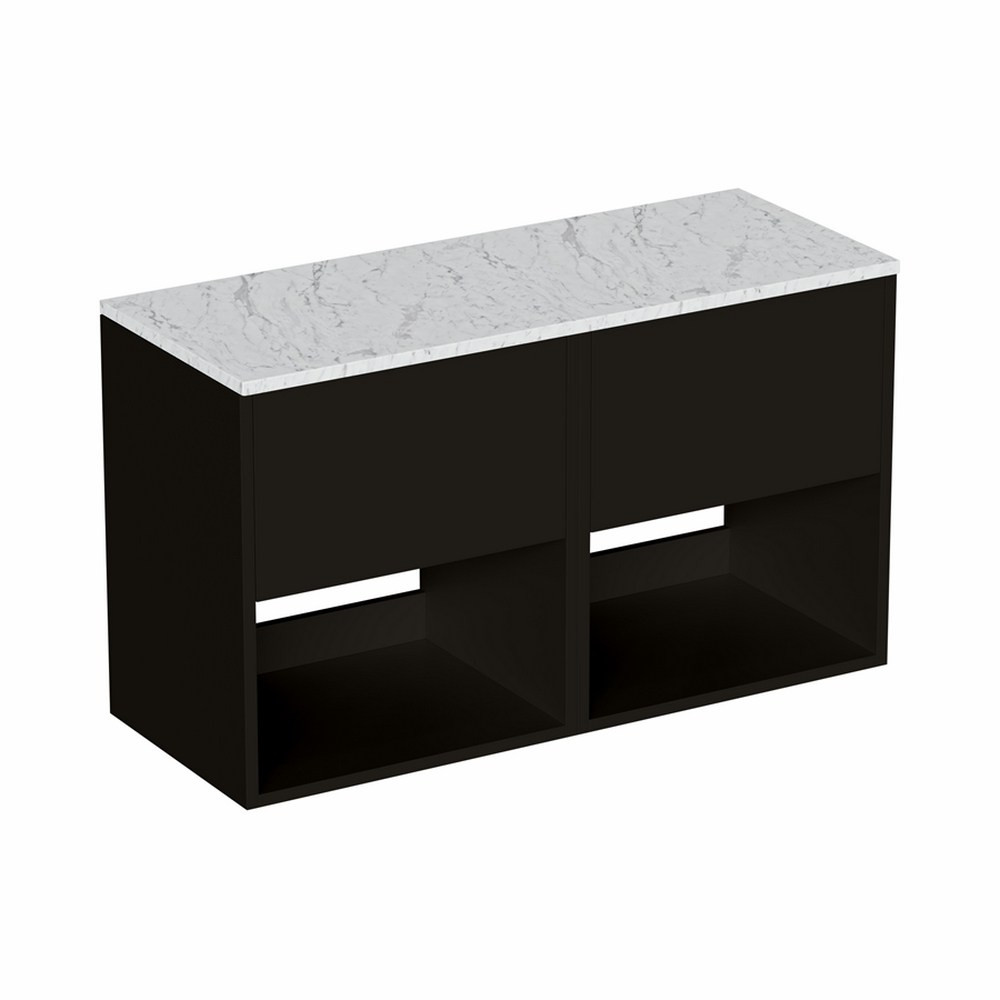 Britton Hackney Matt Black 1000mm Wall Hung Vanity Unit with Worktop (1)