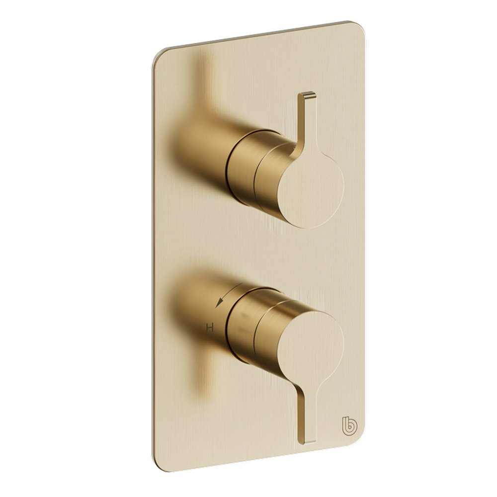Britton Hoxton 2.0 Brushed Brass Thermostatic Shower Mixer with Diverter