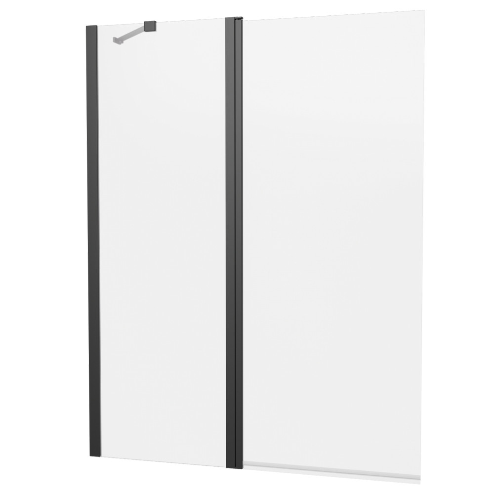 Britton Hoxton 6 Matt Black 1500 x 1150mm Double Bath Screen