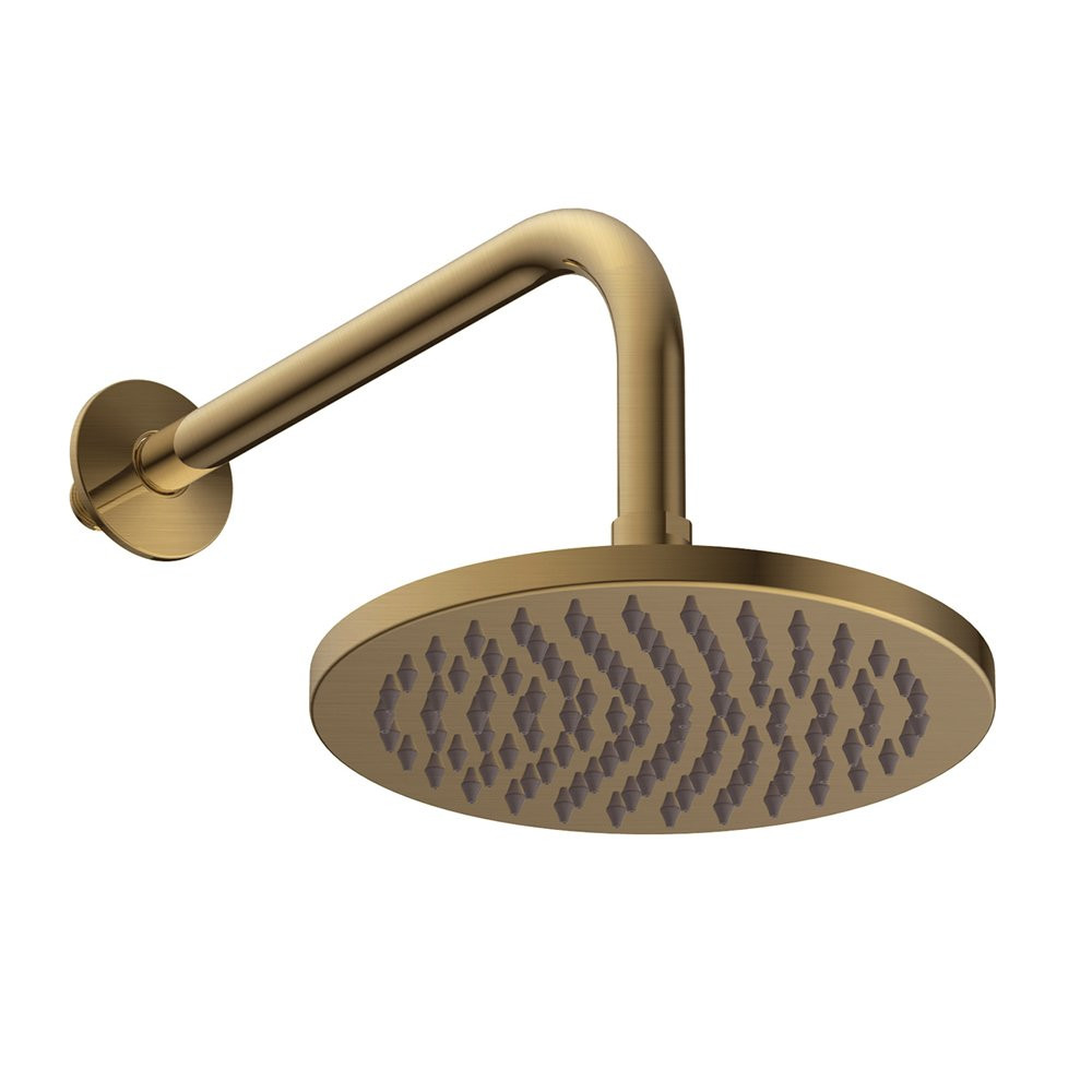 Britton Hoxton Rain Shower Head and Arm Brushed Brass (1)