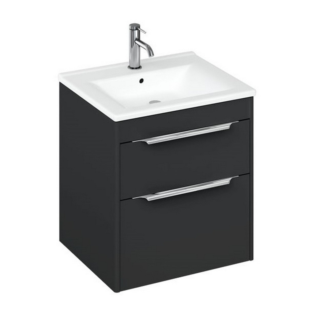 Britton Shoreditch 550mm Wall Hung Matt Grey Double Drawer Vanity Unit and Basin