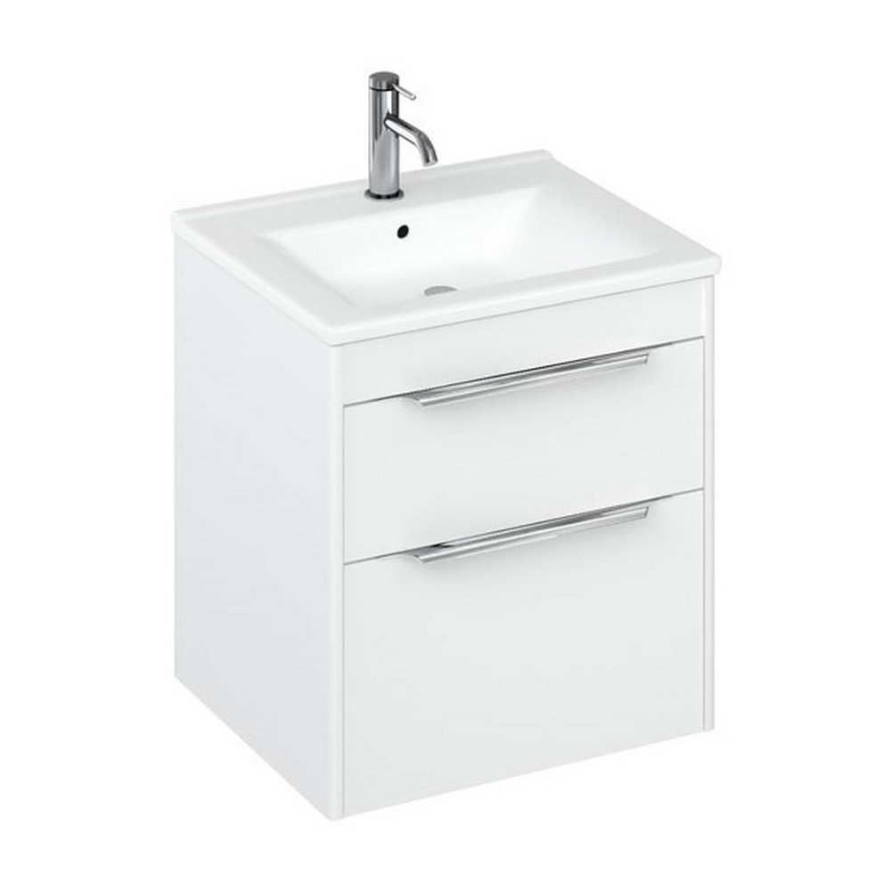 Britton Shoreditch 550mm Wall Hung Matt White Double Drawer Vanity Unit and Basin