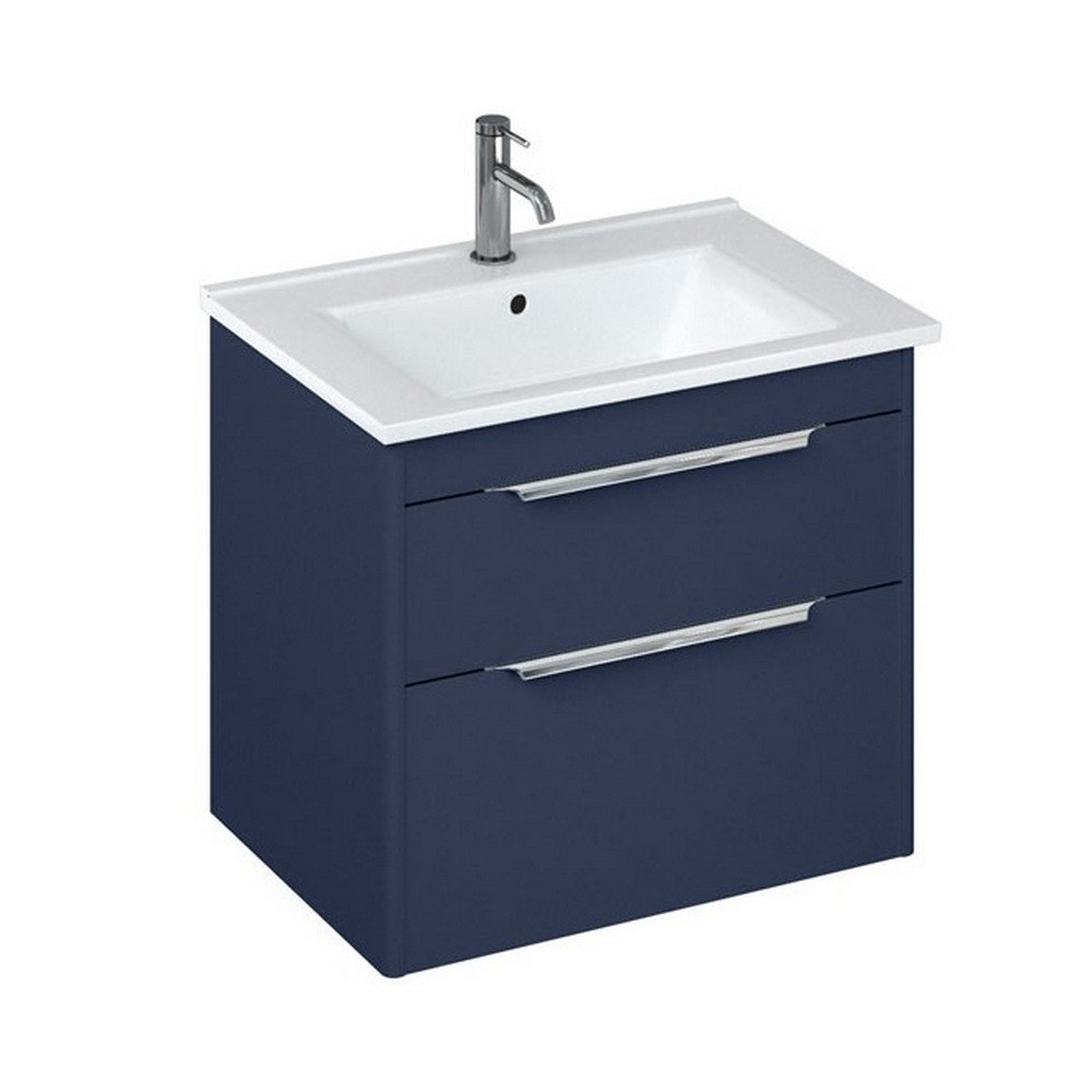 Britton Shoreditch 650mm Wall Hung Matt Blue Double Drawer Vanity Unit and Basin