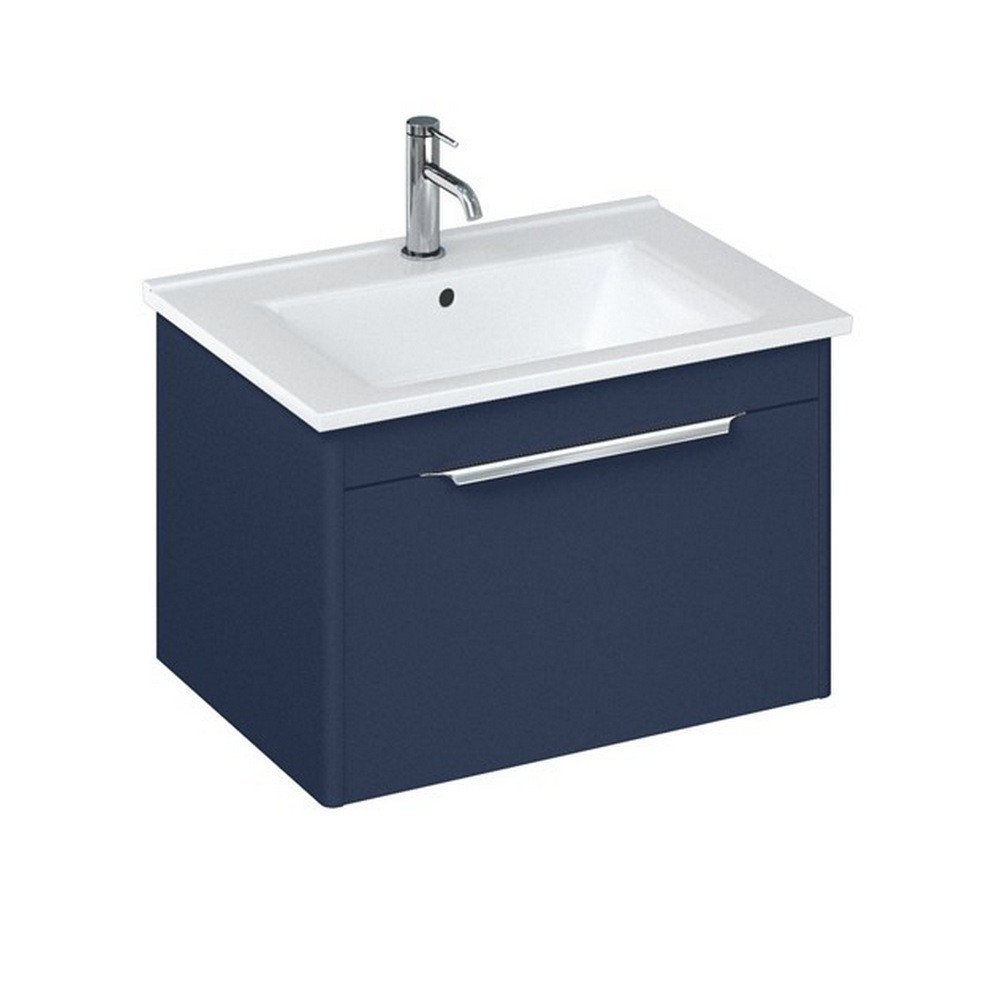 Britton Shoreditch 650mm Wall Hung Matt Blue Single Drawer Vanity Unit and Basin