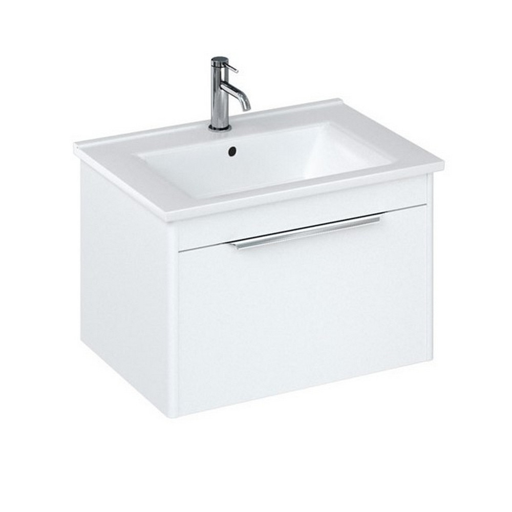 Britton Shoreditch 650mm Wall Hung Matt White Single Drawer Vanity Unit and Basin