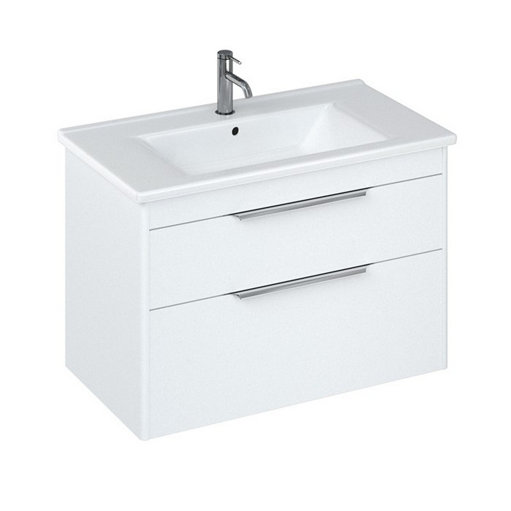 Britton Shoreditch 850mm Wall Hung Matt White Double Drawer Vanity Unit and Basin