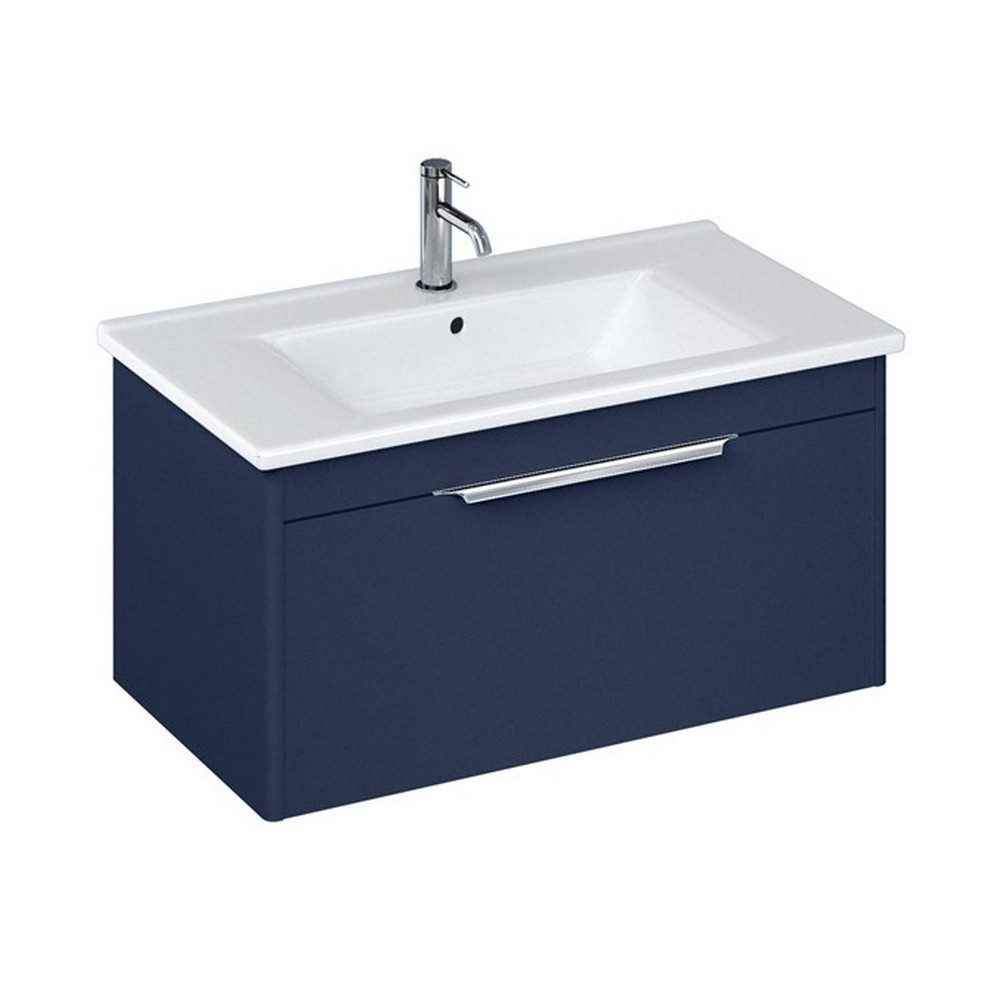 Britton Shoreditch 850mm Wall Hung Matt Blue Single Drawer Vanity Unit and Basin