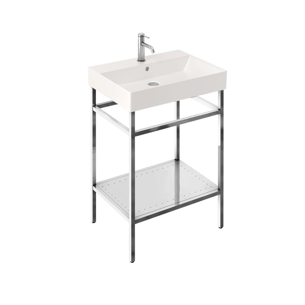 Britton Shoreditch Frame 600mm Basin and Stainless Steel Washstand