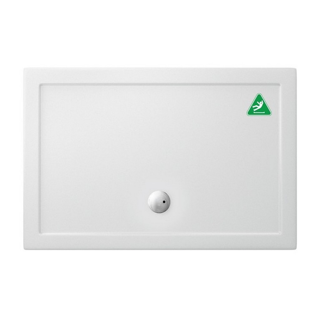 Britton Zamori 1200 x 800mm Rectangle Anti-Slip Shower Tray with Central Waste Position