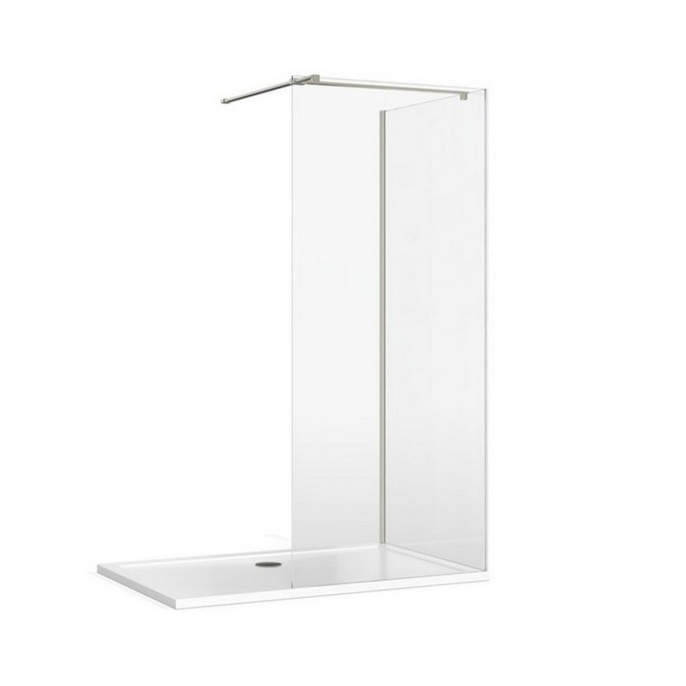 Burlington 8 755mm Glass Corner Wetroom with T Bracing Bar in Brushed Nickel