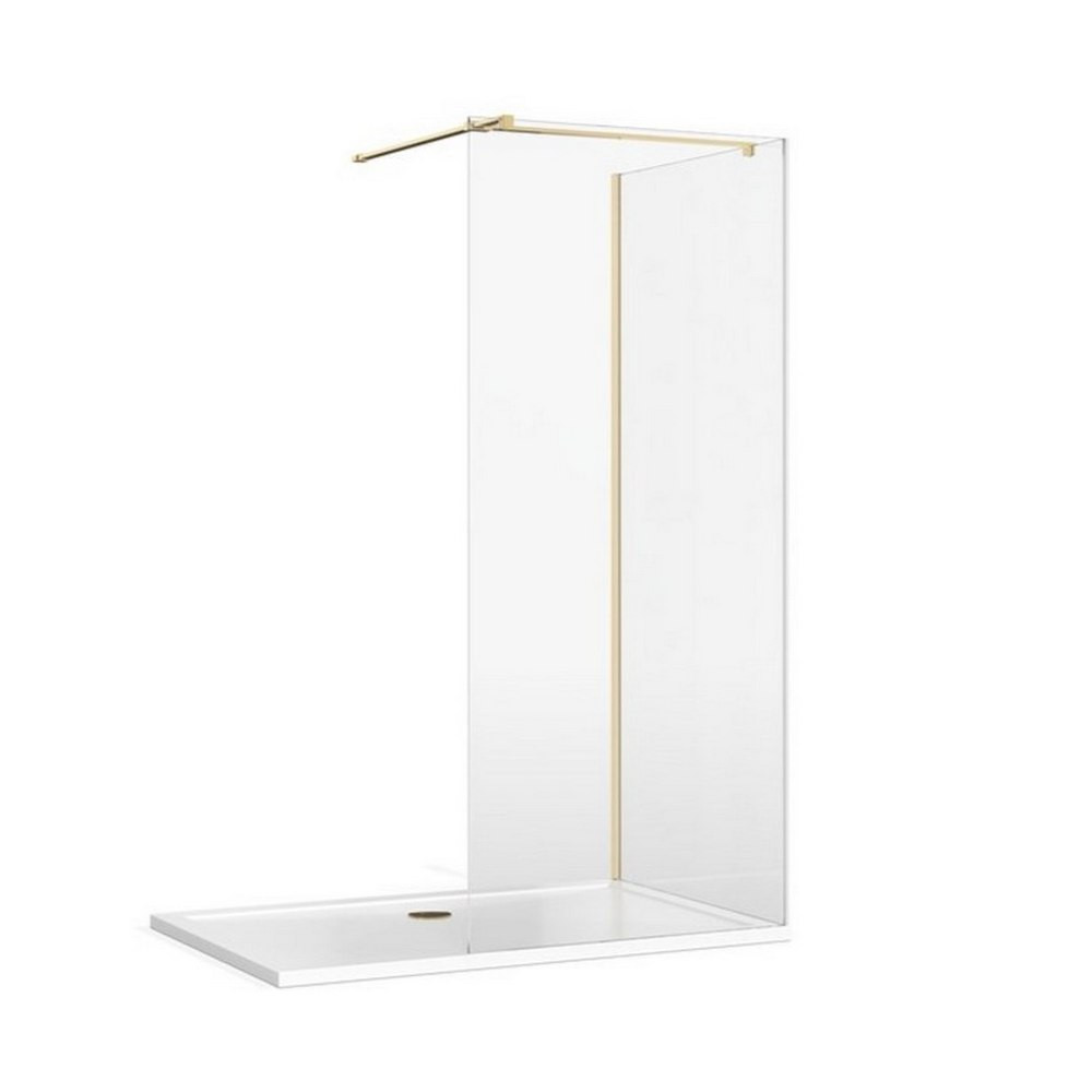 Burlington 8 1355mm Glass Corner Wetroom with T Bracing Bar in Gold