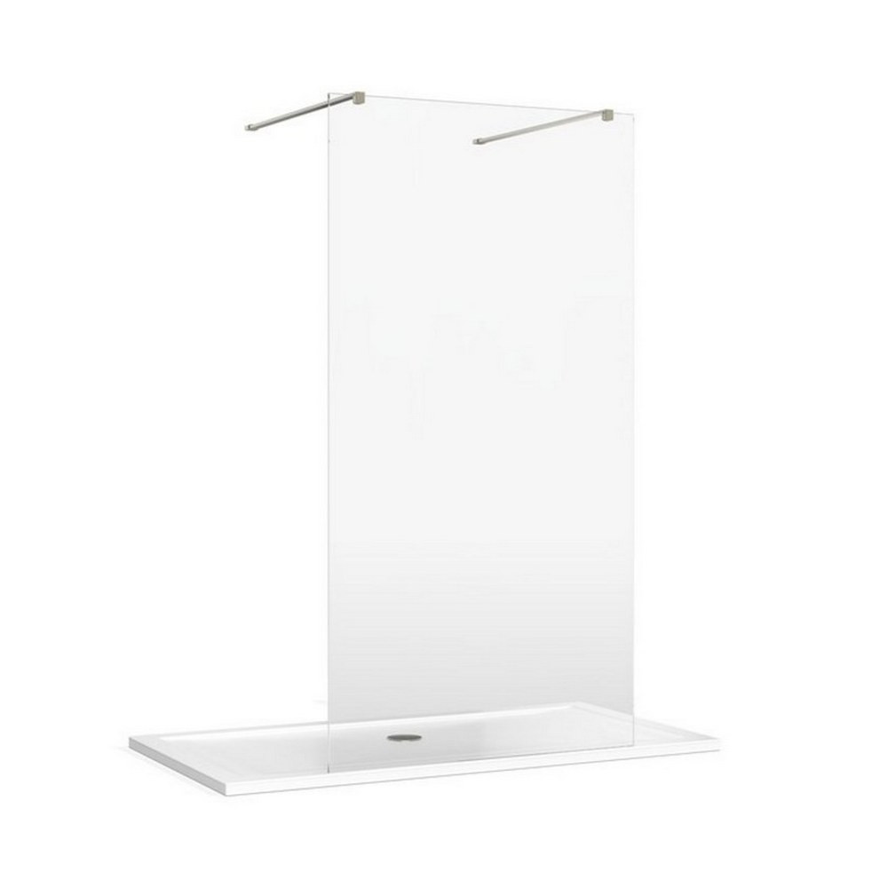Burlington 8 655mm Linear Wetroom Panel with Wall Bracing Bars in Brushed Nickel