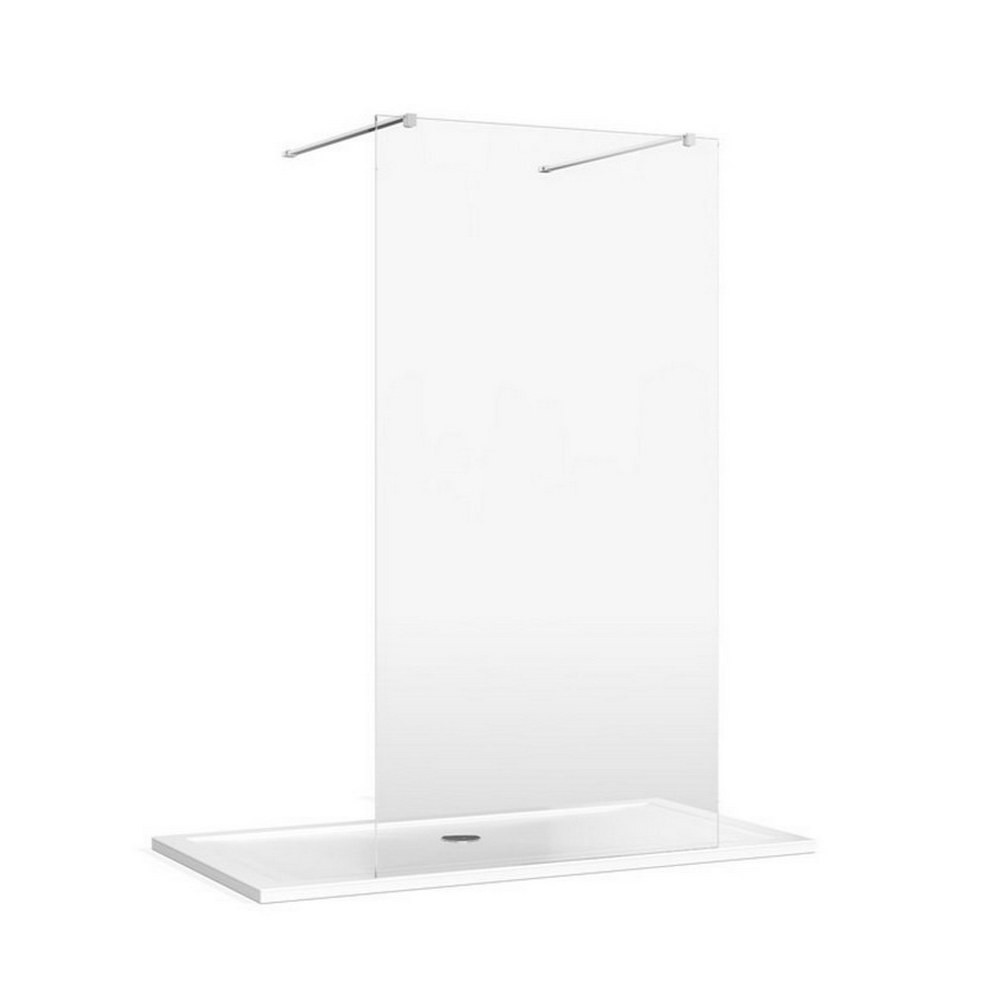 Burlington 8 855mm Linear Wetroom Panel with Wall Bracing Bars in Chrome