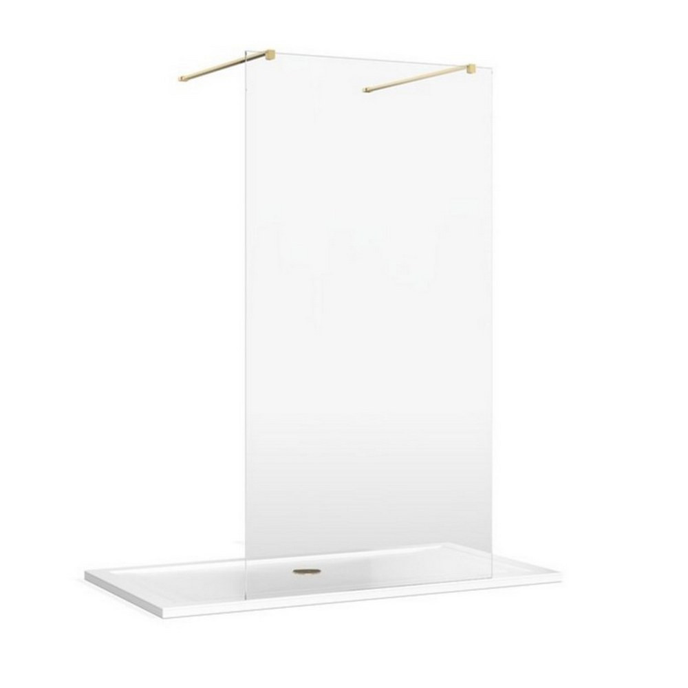 Burlington 8 1055mm Linear Wetroom Panel with Wall Bracing Bars in Gold