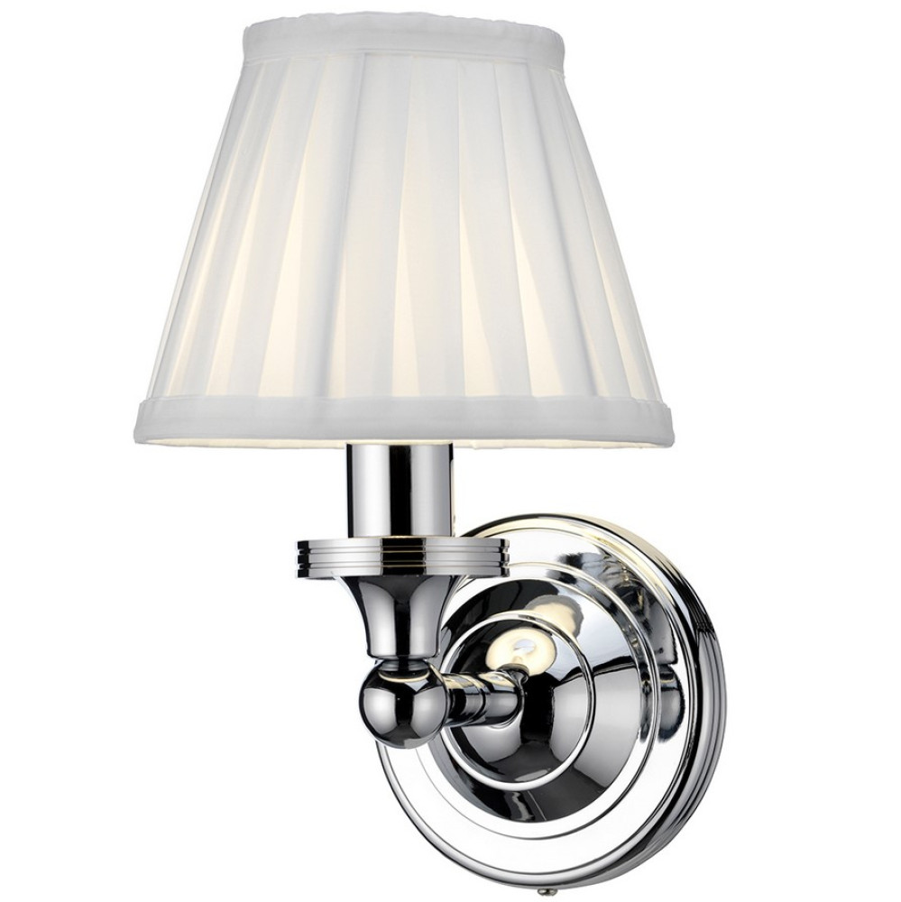 Burlington Arcade Round Light with Chrome Base and Fine Pleated Shade in White (1)