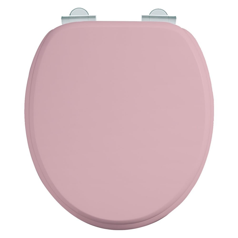 Burlington Bespoke Confetti Pink Toilet Seat with Chrome Hinges (1)