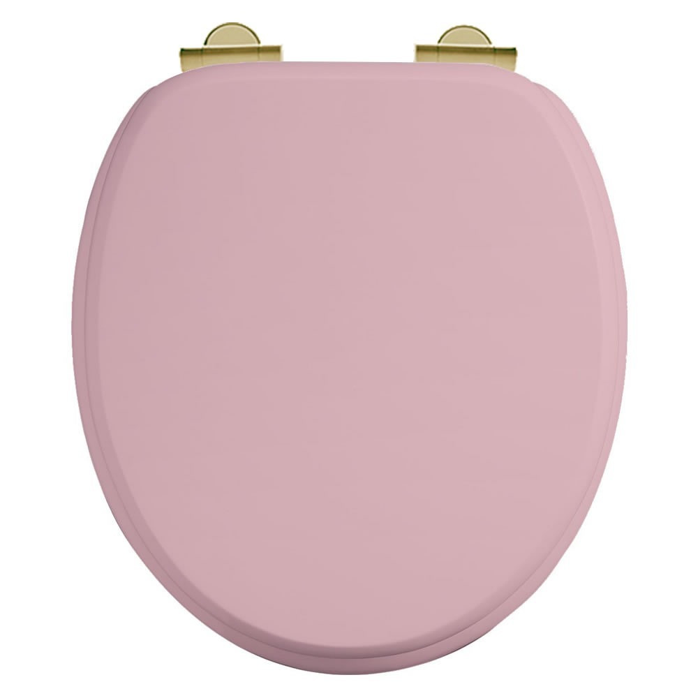 Burlington Bespoke Confetti Pink Toilet Seat with Gold Hinges (1)