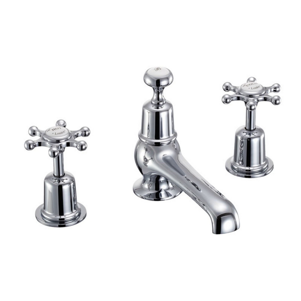 Burlington Birkenhead 3 Tap Hole Thermostatic Basin Mixer with Pop Up Waste