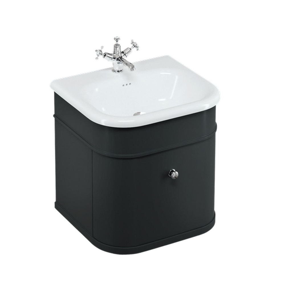Burlington Chalfont 550mm Single Drawer Vanity Unit with Basin in Matt Black