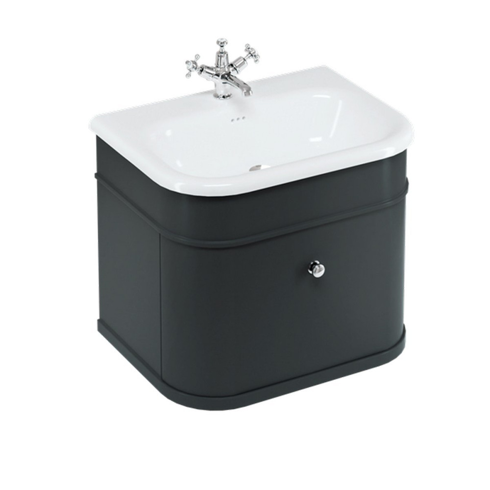 Burlington Chalfont 650mm Single Drawer Vanity Unit with Basin in Matt Black