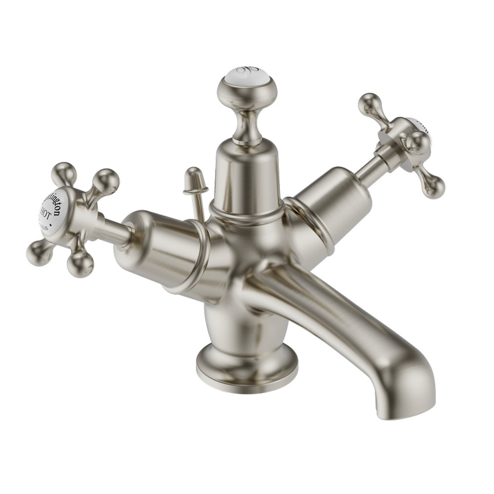 Burlington Claremont Brushed Nickel Basin Mixer with Pop Up Waste
