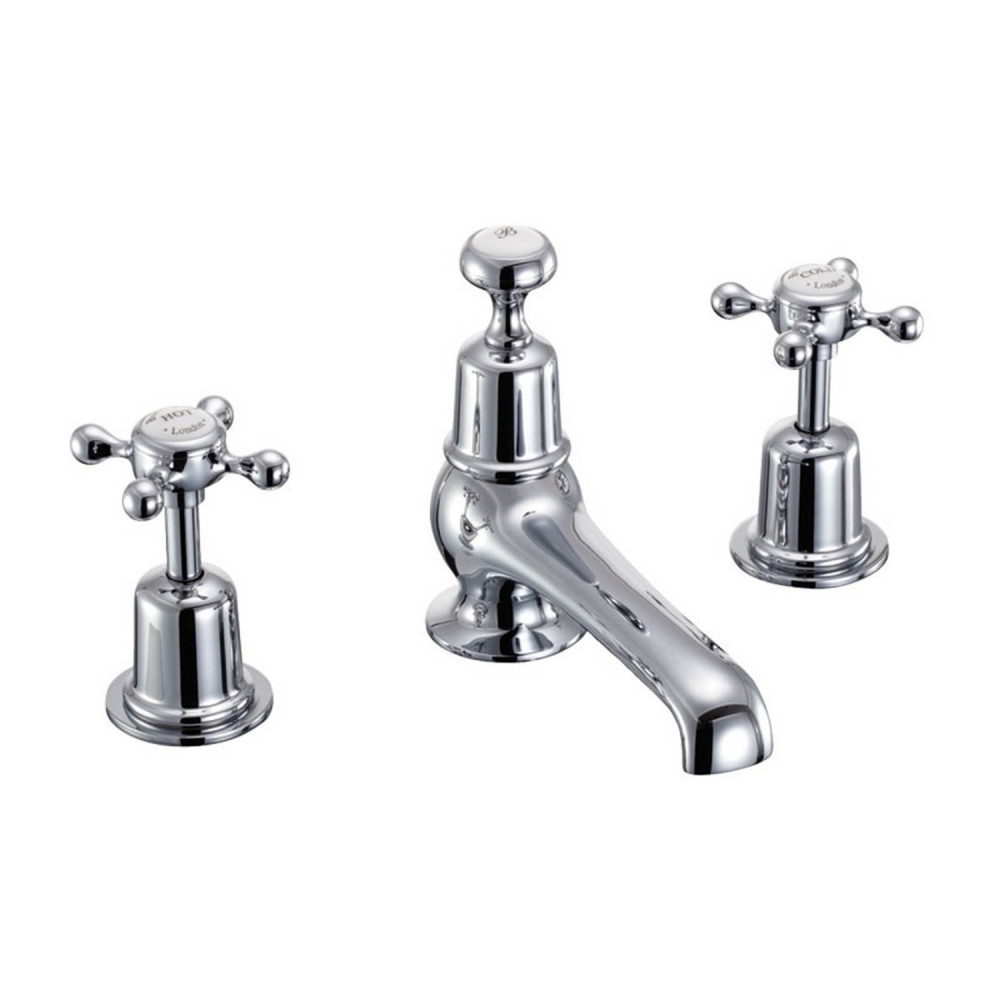 Burlington Claremont Regent 3 Tap Hole Thermostatic Basin Mixer with Pop Up Waste