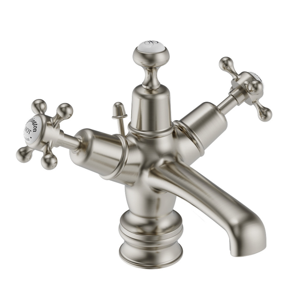 Burlington Claremont Regent Brushed Nickel Basin Mixer with Pop Up Waste