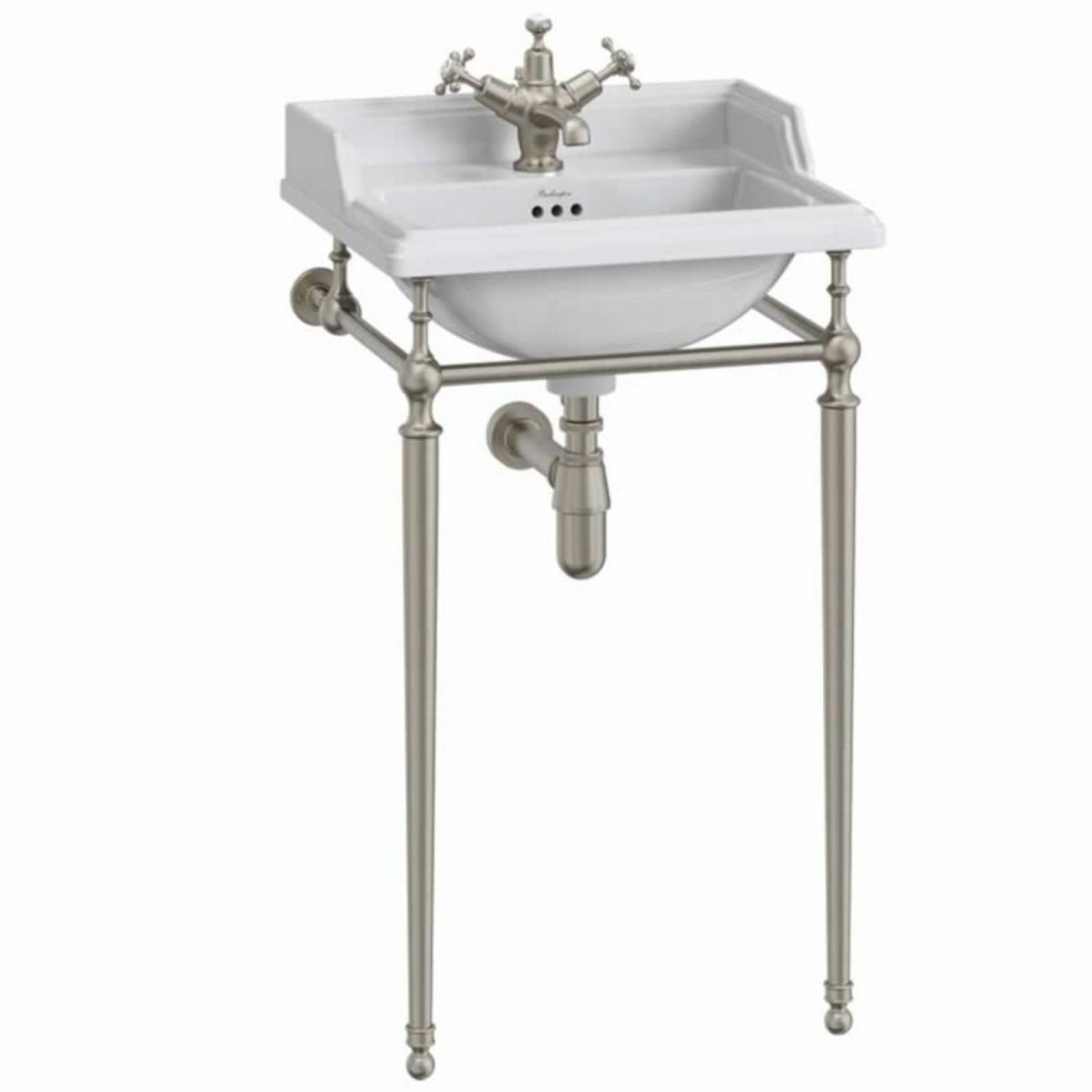 Burlington Classic 510mm Square Basin with Brushed Nickel Washstand