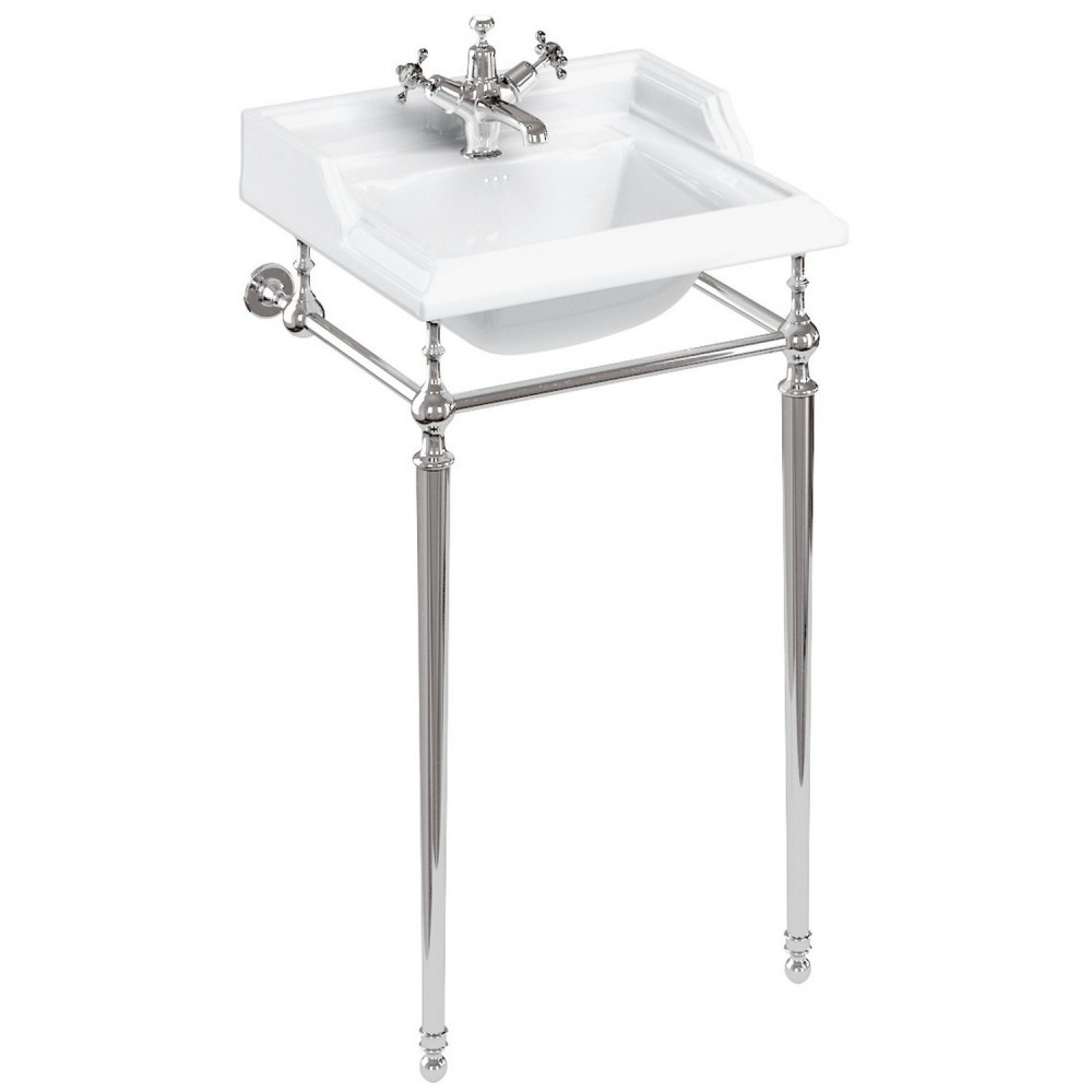 Burlington Classic 510mm Square Basin with Chrome Washstand
