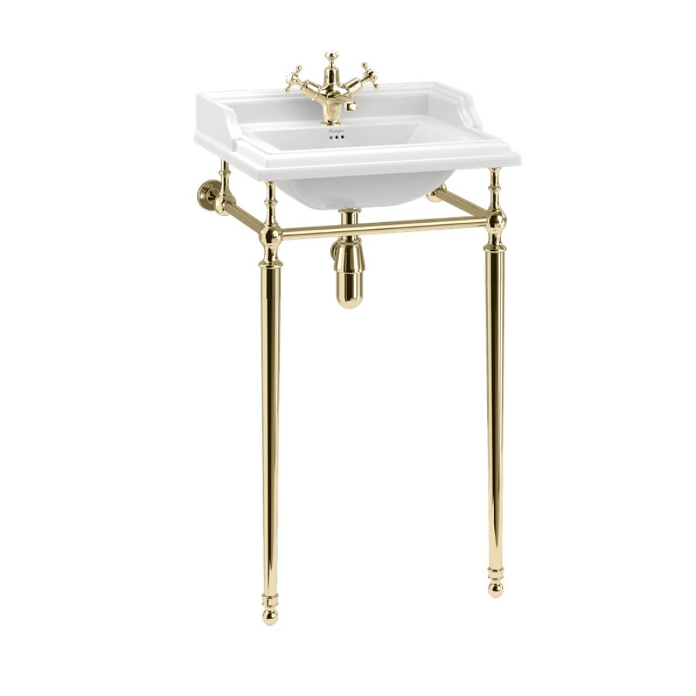 Burlington Classic 510mm Square Basin with Gold Washstand