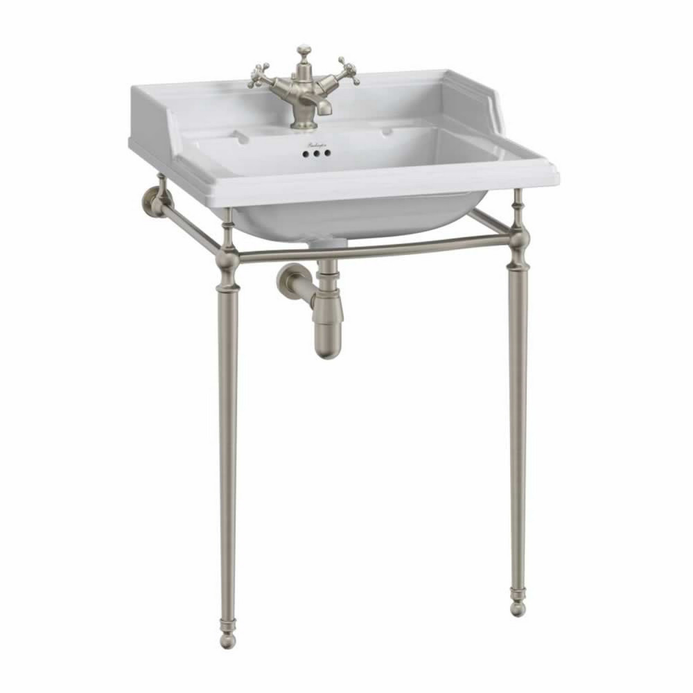 Burlington Classic 650mm Rectangle Basin with Brushed Nickel Washstand