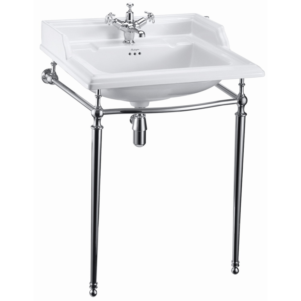 Burlington Classic 650mm Rectangle Basin with Chrome Washstand