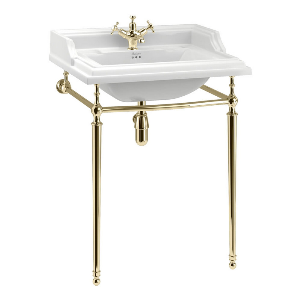 Burlington Classic 650mm Rectangle Basin with Gold Washstand