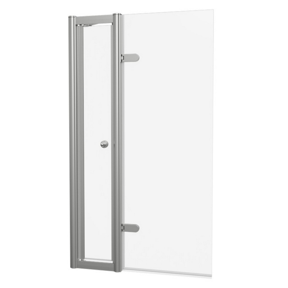 Burlington Classique Brushed Nickel 850mm Hinged Inline Bath Screen and Handle