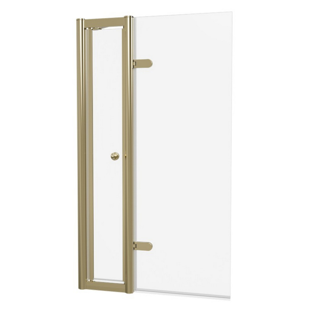 Burlington Classique Gold 850mm Hinged Inline Bath Screen and Handle