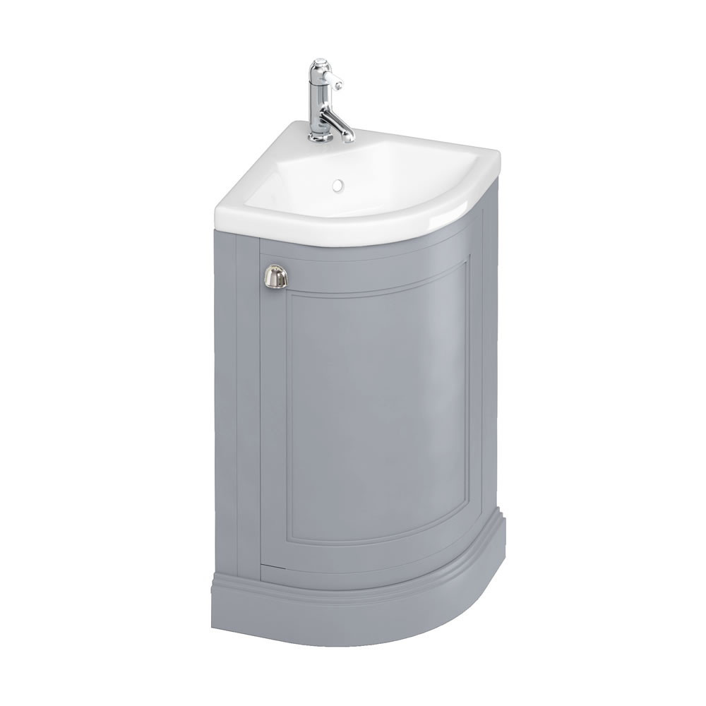 Burlington Corner 430mm Vanity Unit with Quattrocast Corner Basin in Classic Grey