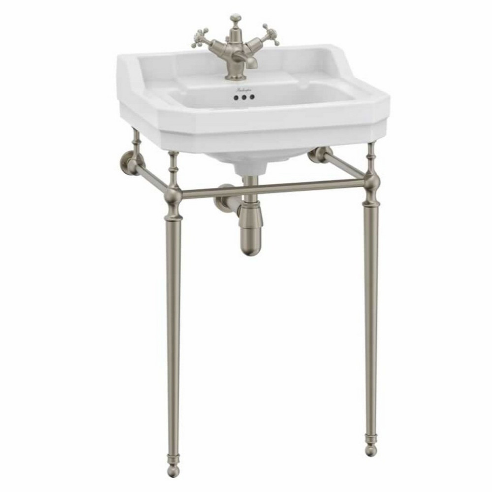 Burlington Edwardian 560mm Basin with Brushed Nickel Washstand