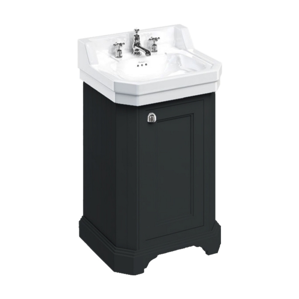 Burlington Edwardian 560mm Cloakroom Vanity Unit with Basin in Matt Black