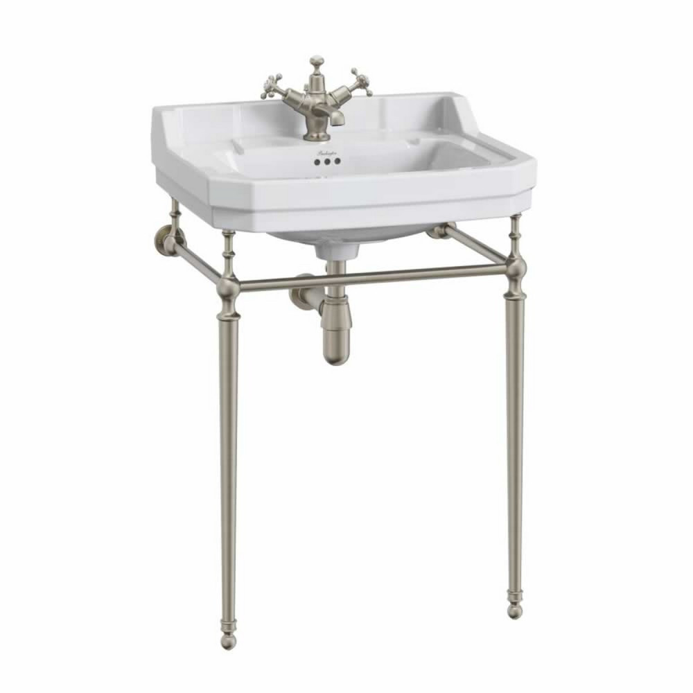 Burlington Edwardian 610mm Basin with Brushed Nickel Plated Washstand