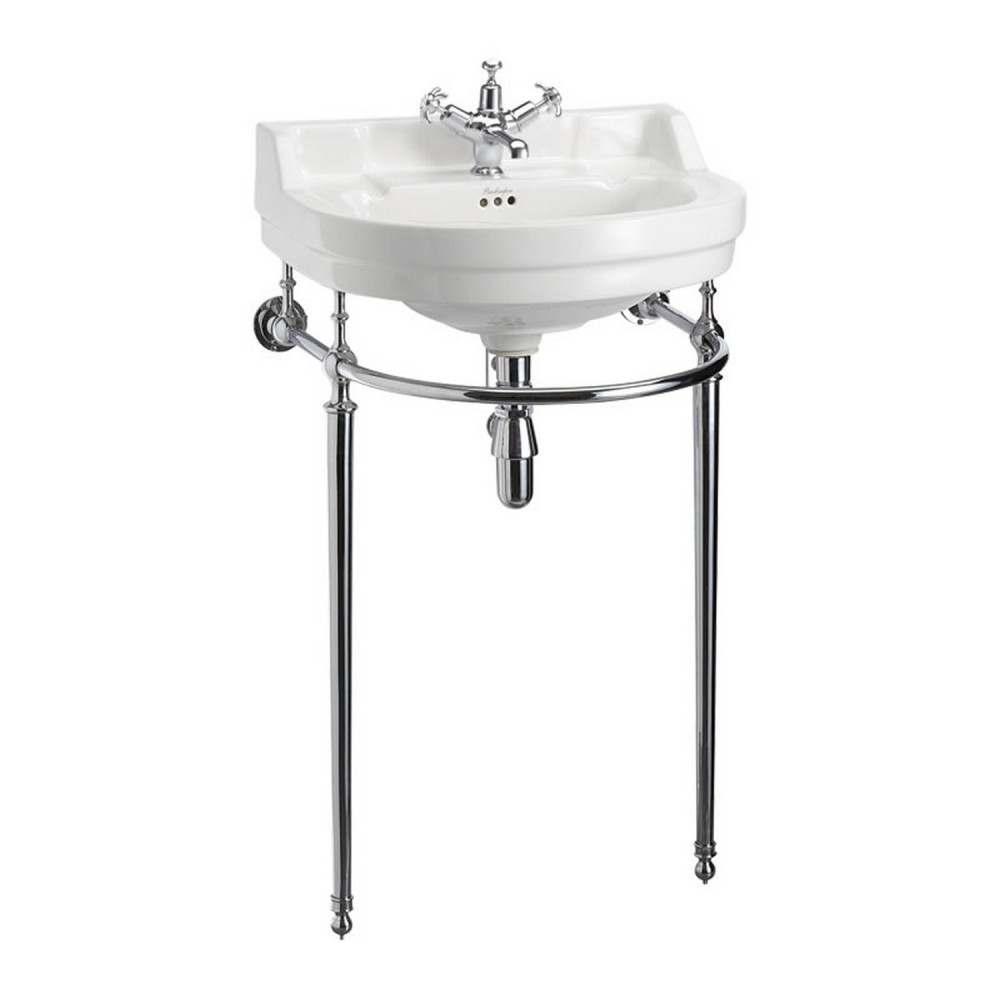 Burlington Edwardian Round 560mm Basin with Chrome Washstand