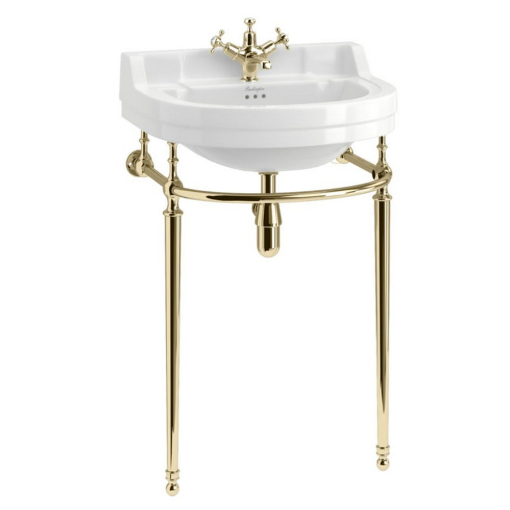 Burlington Edwardian Round 560mm Basin with Gold Washstand