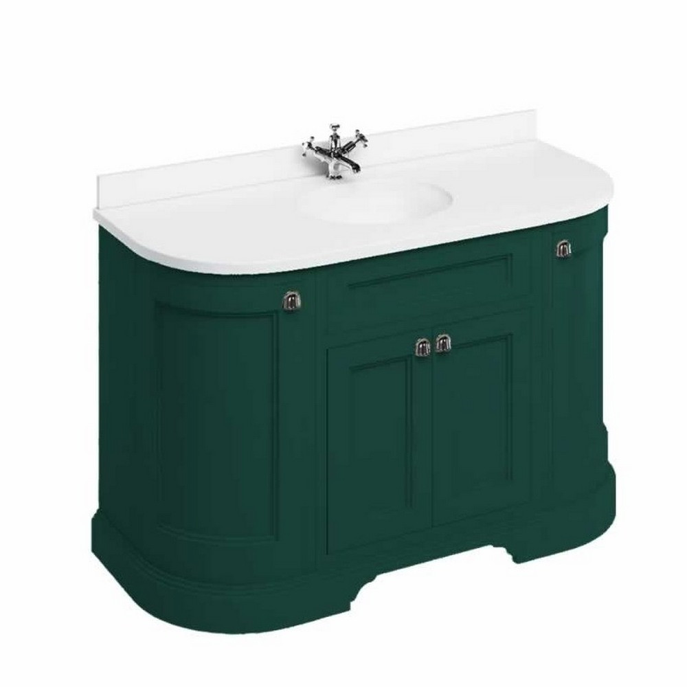 Burlington Freestanding 1340mm Matt Green Vanity Unit with Doors & Basin