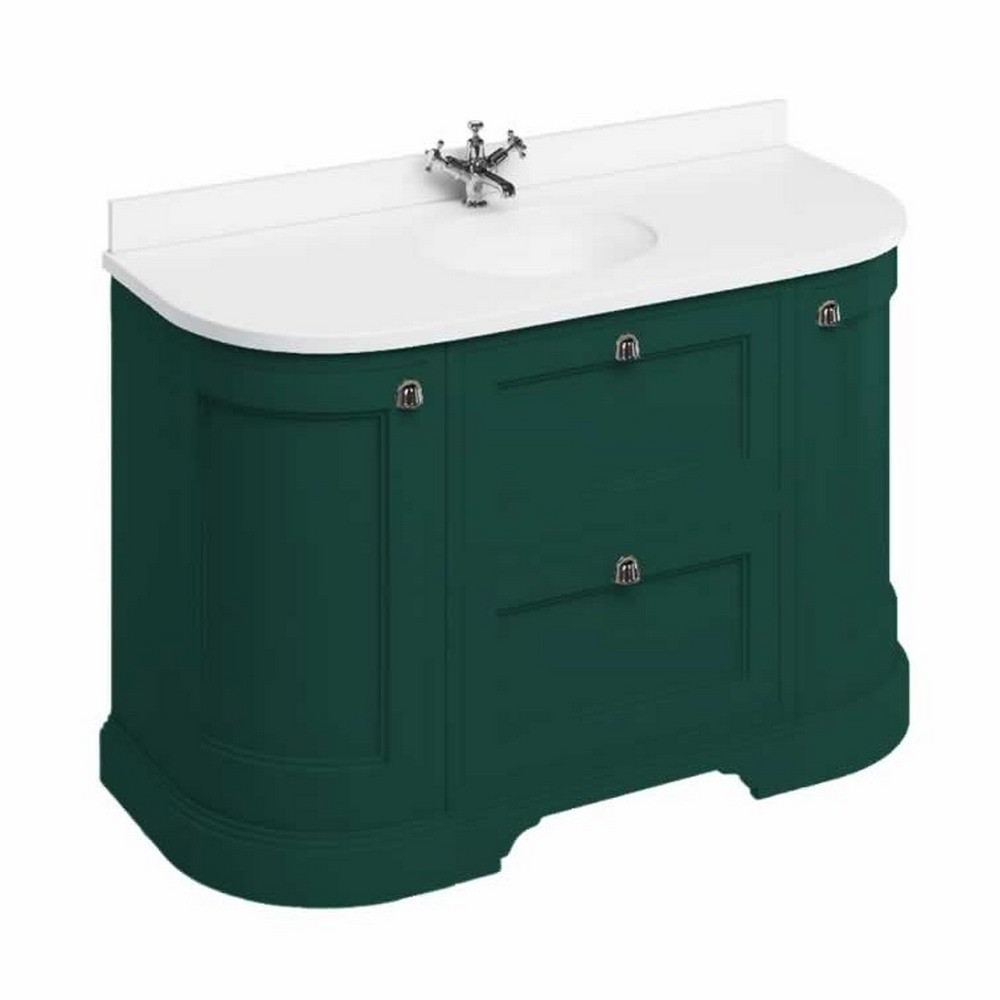 Burlington Freestanding 1340mm Matt Green Vanity Unit with Drawers & Basin