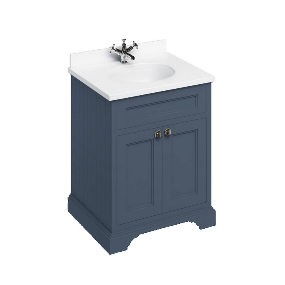 Burlington Freestanding 650mm Blue Vanity Unit with Doors and Minerva Basin