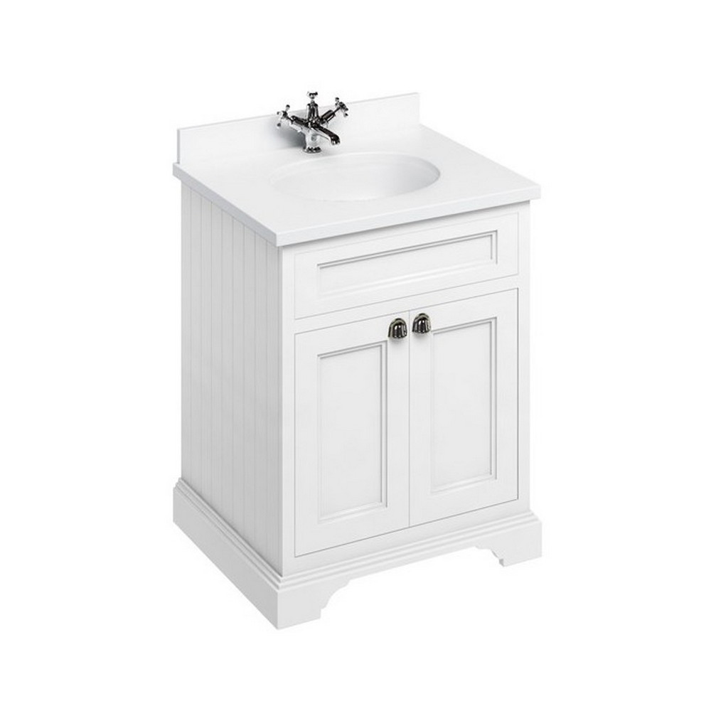 Burlington Freestanding 650mm Matt White Vanity Unit with Doors and Minerva Basin