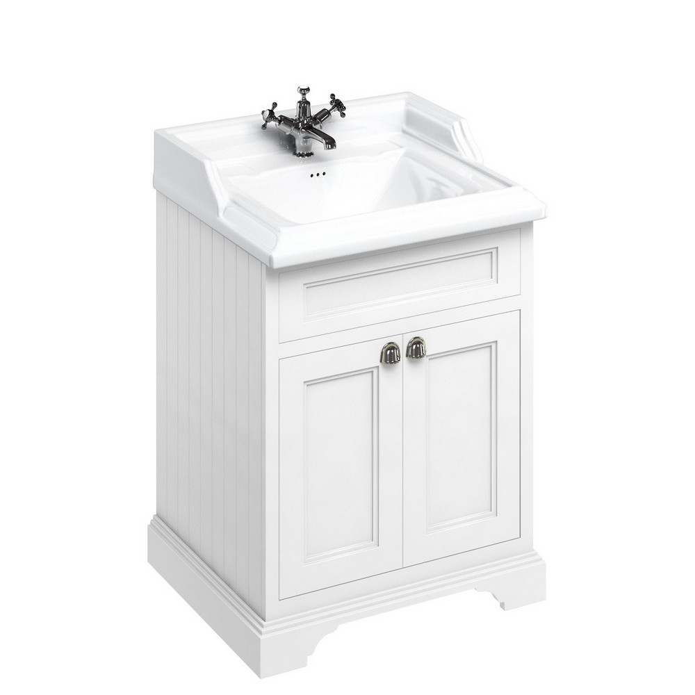 Burlington Freestanding 650mm Vanity Unit with Doors and Basin in Matt White