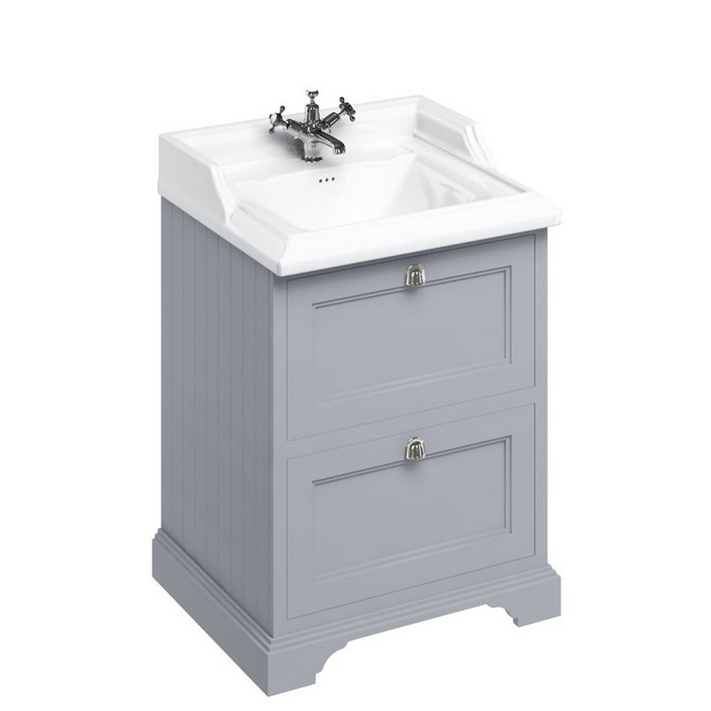 Burlington Freestanding 650mm Vanity Unit with Drawers and Basin in Classic Grey
