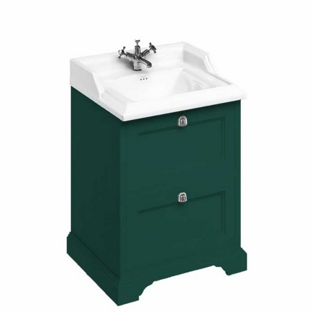 Burlington Freestanding 650mm Vanity Unit with Drawers and Basin in Matt Green
