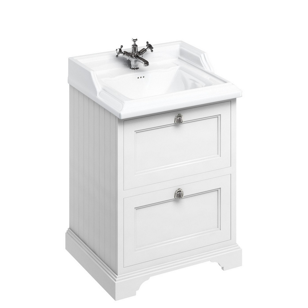 Burlington Freestanding 650mm Vanity Unit with Drawers and Basin in Matt White