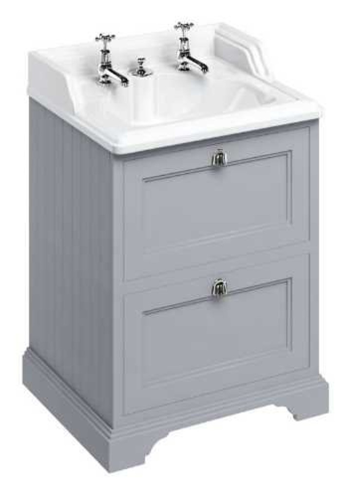 Burlington Freestanding Vanity Unit with Drawers & Classic Invisible Overflow Basin - 650mm - Classic Grey